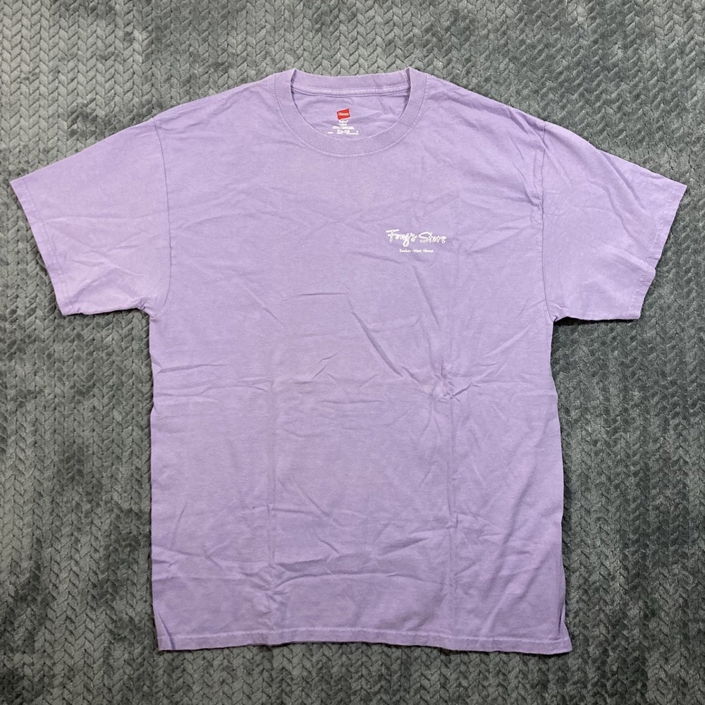 Hanes T-Shirt Men L Tagless Purple Fong's Store Maui Hawaii Graphic Souvenir